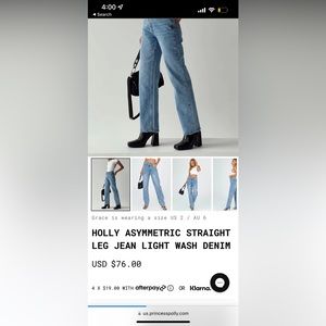 princess polly asymmetrical straight leg jean